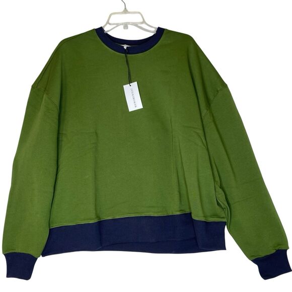 WeWoreWhat Sweatshirt Women L Green Oversized Crewneck Casual  $98 - Picture 1 of 8